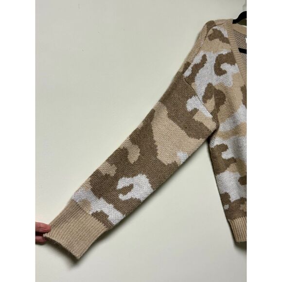 LUCKY BRAND Camo Cardigan in Natural Multi, Wool Blend, Sz L - Picture 5 of 12
